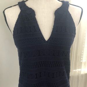 Lily Pulitzer navy sleeveless top.